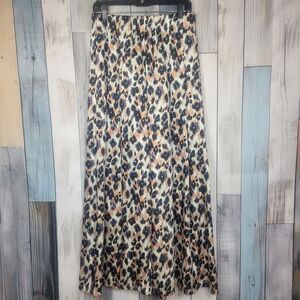 Traffic People Purple Cheetah Print Wide Leg Flare Pants Size Large